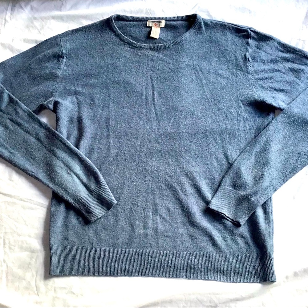 Dockers Sweater Mens Sz L Blue Gray Lightweight Crewneck Long Sleeve Acrylic